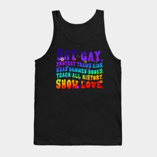 Say Gay Protect Trans Kids Read  Books LGBT Tank Top